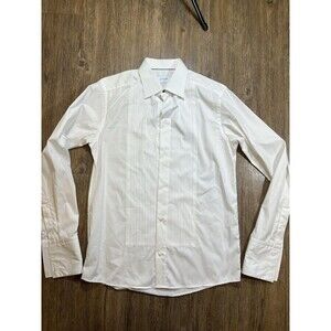 ETON Tuxedo Dress Shirt Mens 16.5 / 42 White Plisse Bib French Cuff Slim Fit